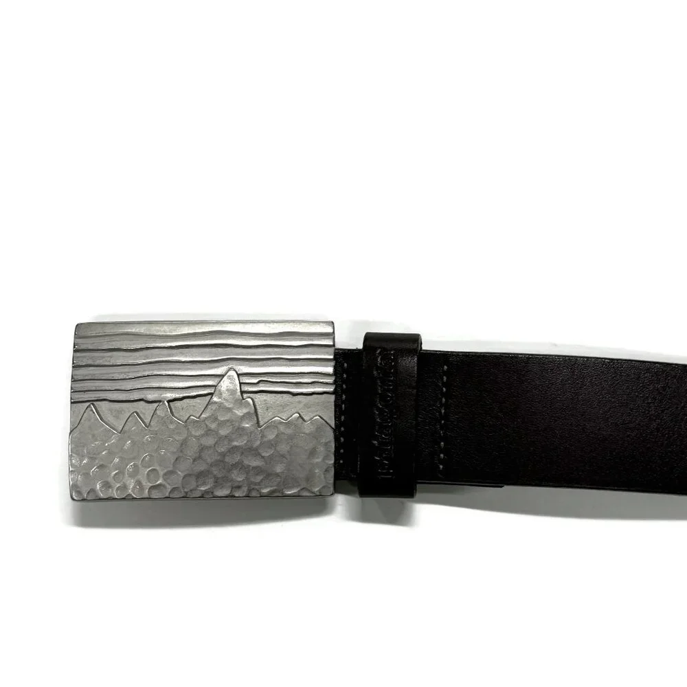 Patagonia Fitz Roy Skyline Western Metal Buckle‎ & Brown Leather Belt 30
